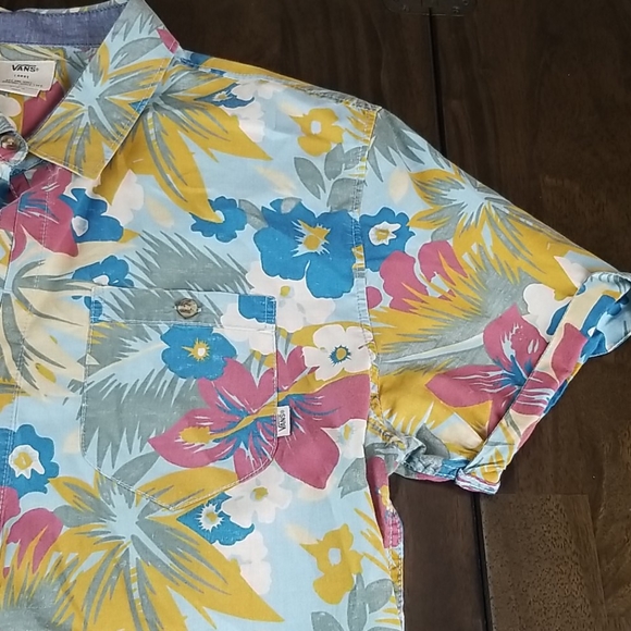 Van's Mens Large Floral Hawaiian Button Down shirt - Picture 2 of 9